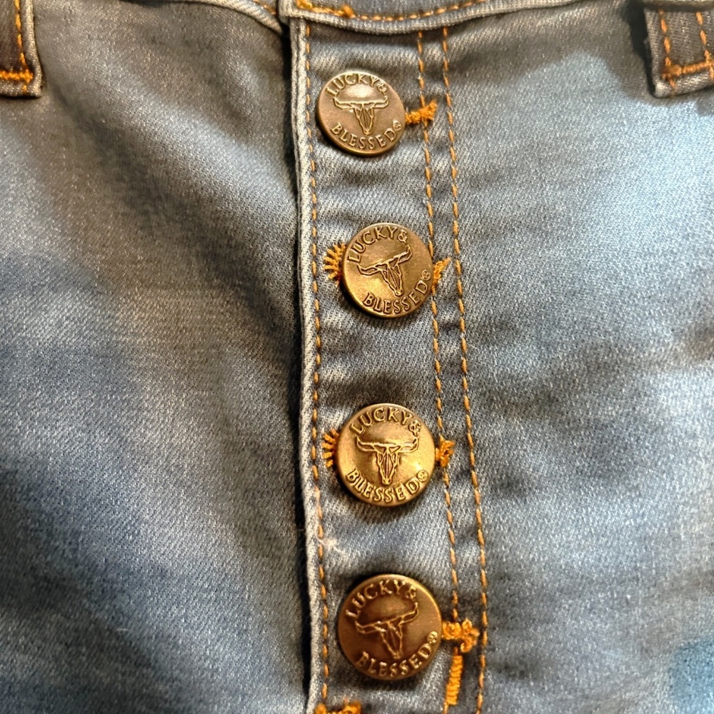 Lucky & Blessed Distressed Bell-Bottom Jeans *NWT* - Picture 5 of 10